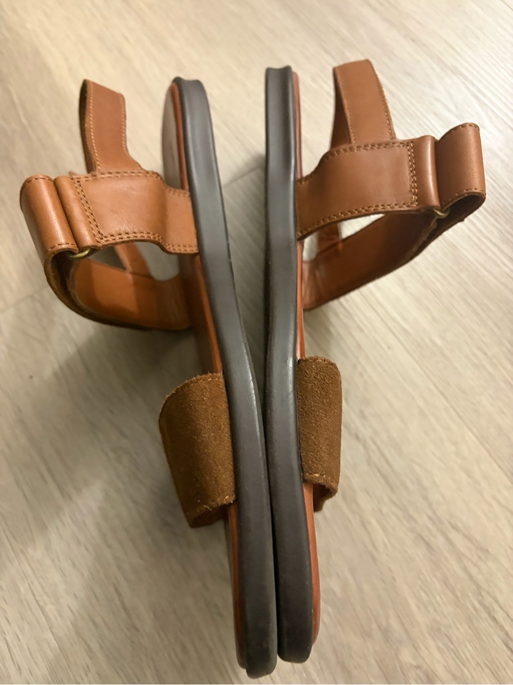 Vince Camuto Men's Tan/Brown Leather & Suede Double-Strap Sandals - Picture 4 of 7